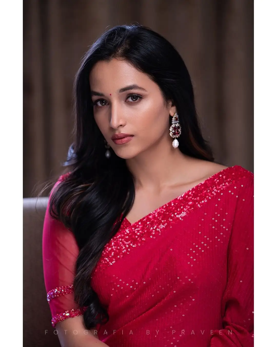 SRINIDHI SHETTY PHOTOS IN RED SAREE BLOUSE